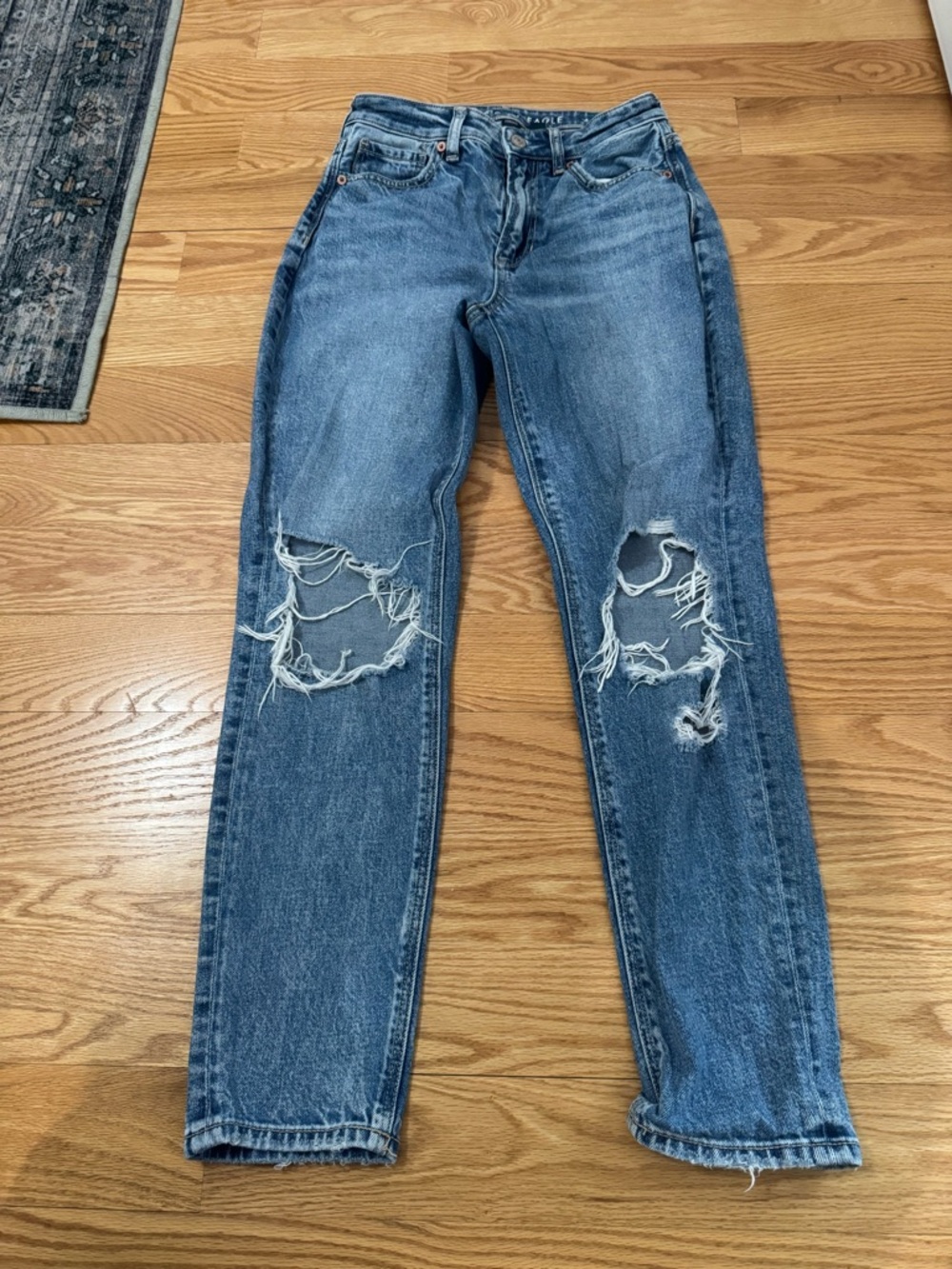 American Eagle Outfitters Straight Leg Distressed Jeans - Blue